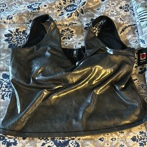 Ideology Silver Sleeveless Crop Tank Top